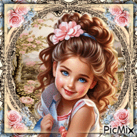 Конкурс:Portrait d'une petite fille aux yeux bleus - GIF animado gratis