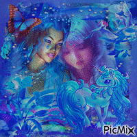Blue la planète magique et féerique de Lily la licorne - Free animated GIF