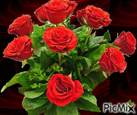 Vörös rózsa csokor. - GIF animado gratis