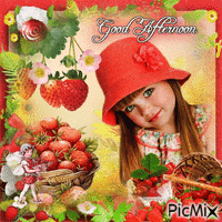 Good Afternoon Little Girl and Strawberries