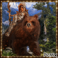 Auf der Jagd mit dem Grizzly-Bären - GIF animado grátis