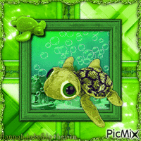{Turtle Swimming in the Ocean} Animated GIF