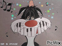 le piano de grosminet - Безплатен анимиран GIF