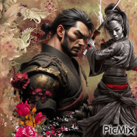 Samurai couple - Δωρεάν κινούμενο GIF