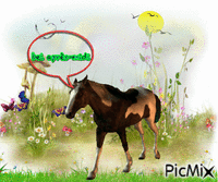 cheval à la campagne анимирани ГИФ