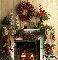 Christmas Fireplace GIF แบบเคลื่อนไหว