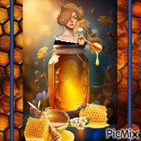 Fantasiefrau und Honig - Free animated GIF