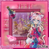 {♦♥♦}Pink Alchemist Kitty Girl{♦♥♦} animeret GIF