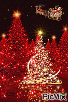 Rotating Christmas Trees Animated GIF