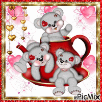 Hearts and teddy bears - GIF animasi gratis