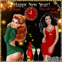 Happy New Year. Be Happy. Stay safe and healthy - GIF animado gratis