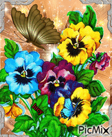 Flower And Butterfly Animated GIF