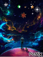 Noite de estrelas - Бесплатный анимированный гифка