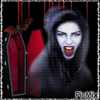 Portrait d'une femme vampire.