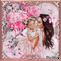 Mère et sa fille enfant - Безплатен анимиран GIF