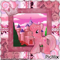 ♦♥♦Pink Twilight Sparkle at a Castle♦♥♦ animerad GIF