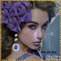 Purple Roses in her Hair - Free animated GIF