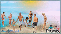 folk på stranden - Zdarma animovaný GIF