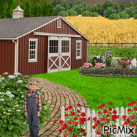 Farm with Flowers - GIF animé gratuit