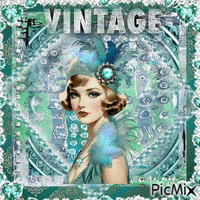 turquoise vintage - Gratis animeret GIF