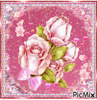 Four pink roses. GIF animasi