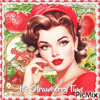 Strawberry woman vintage - GIF animado grátis
