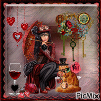 St Valentine Steampunk - GIF animé gratuit