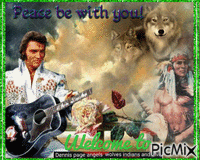 ELVIS WITH WOLVES AND NATIVE Animated GIF