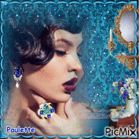 femme vintage en bleu - GIF animé gratuit