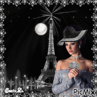 "Nuit de pleine lune dans le belle Paris"😉 - Ingyenes animált GIF