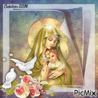 La Vierge et l'enfant par BBM - GIF animé gratuit