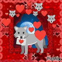 {♥♣♥}Wolf Emoji with Love Letter{♥♣♥} 动画 GIF