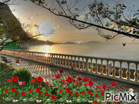 lago y flores - Безплатен анимиран GIF