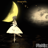 La ballerine et la lune '' concours'' - Бесплатный анимированный гифка