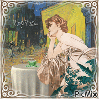 Pensive woman - Art Deco - 無料のアニメーション GIF