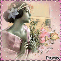retro lady in pink - GIF เคลื่อนไหวฟรี