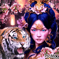 Fantaisie asiatique et tigre / concours - Free animated GIF