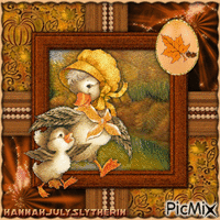 ♥♣♥Mother Duck & Duckling in Autumn♥♣♥ animált GIF