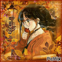 Anime autumn - Бесплатни анимирани ГИФ