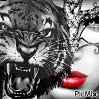 La belle & le tigre (pour Caticha) - Free animated GIF