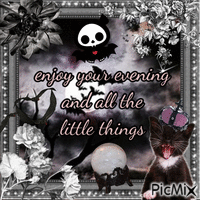 Gothic Good Evening Dark Kitty Roses Glamour Witch animovaný GIF