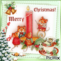 Merry Christmas Mice - GIF animé gratuit