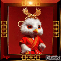portrait of a KongFou chicken анимиран GIF