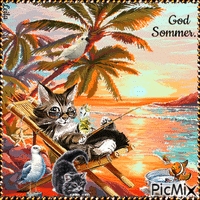 Cats, Happy Summer Animiertes GIF