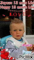 Joyeux 13 mois Léo Happy 13 month Léo Mamie papy @FsogOlympe - Free animated GIF
