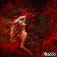 Lady in the roses animovaný GIF