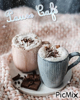 Pause café neige - GIF animé gratuit