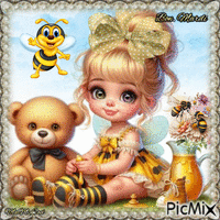 fillette  abeille - Gratis animerad GIF
