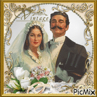 Just married Vintage   ❤️🌼 - GIF animé gratuit