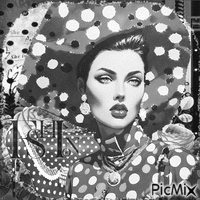 Fashion woman polka black white - Безплатен анимиран GIF